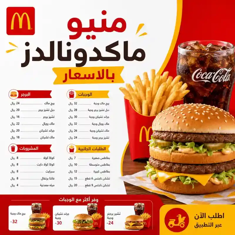 منيو ماكدونالدز بالاسعار