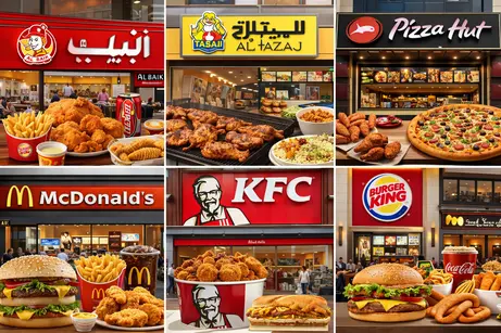 منظر جوي للحرم المكي مع مطاعم قريبة من الحرم في مكة