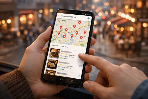 مطاعم قريبة مني مع خرائط جوجل على الهاتف