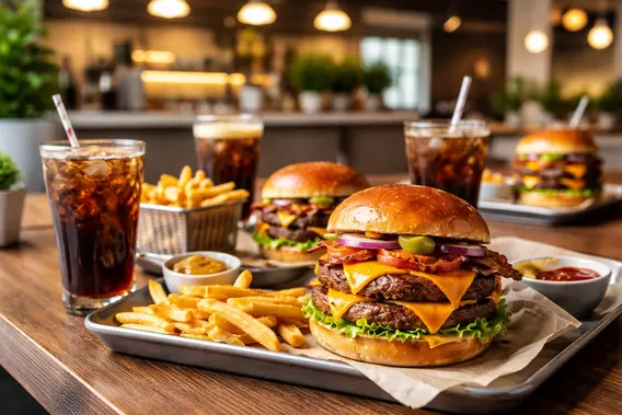 مطعم برجر قريب مني مع وجبة برجر طازجة
