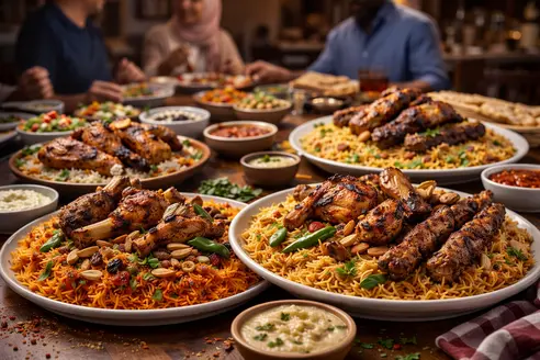 مندي وكبسة في مطعم قريب مني