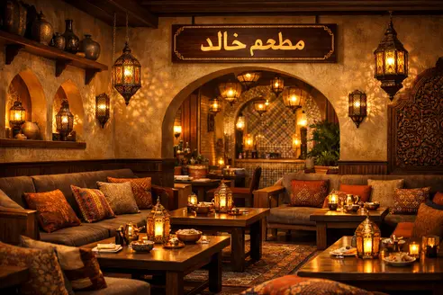 مشويات مطعم خالد في السعودية مع شیش طاووق وكباب لحم